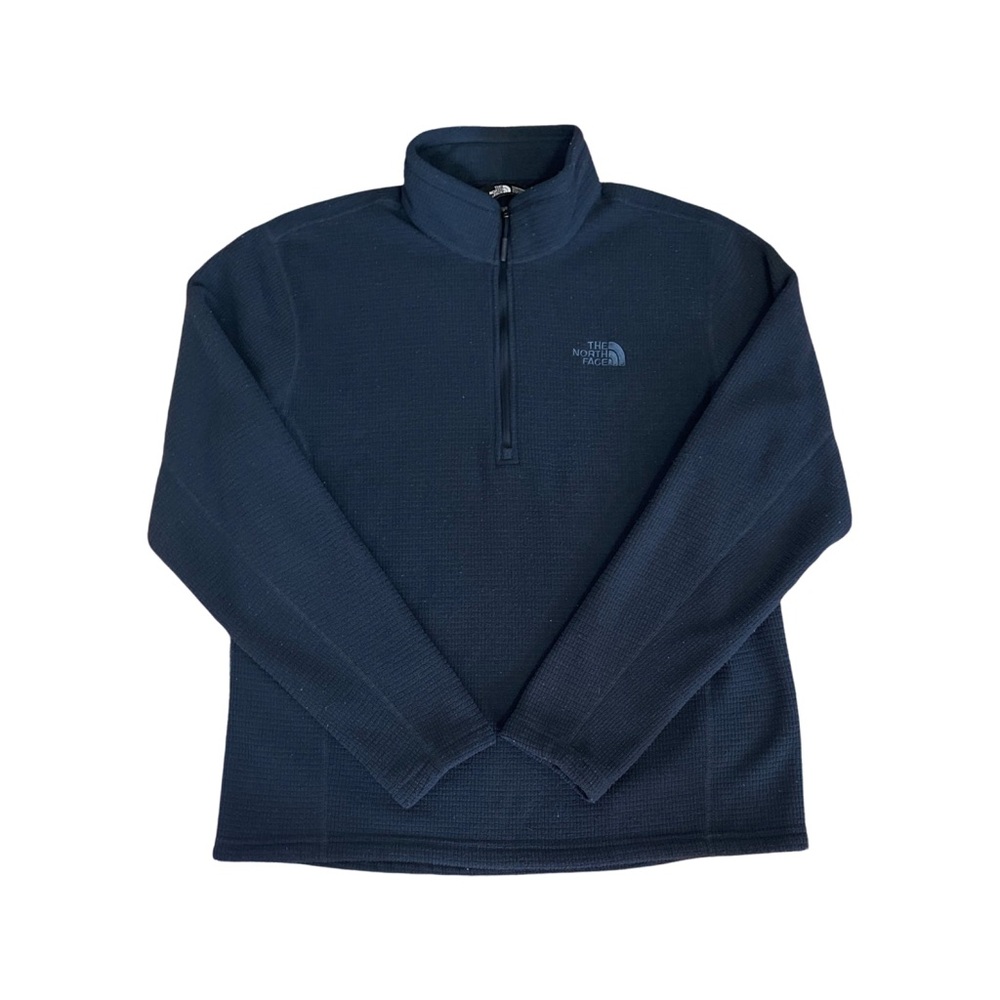 The North Face Sweater Men’s Large Blue Pullover Fleece Jacket Waffle 1/4 Zip